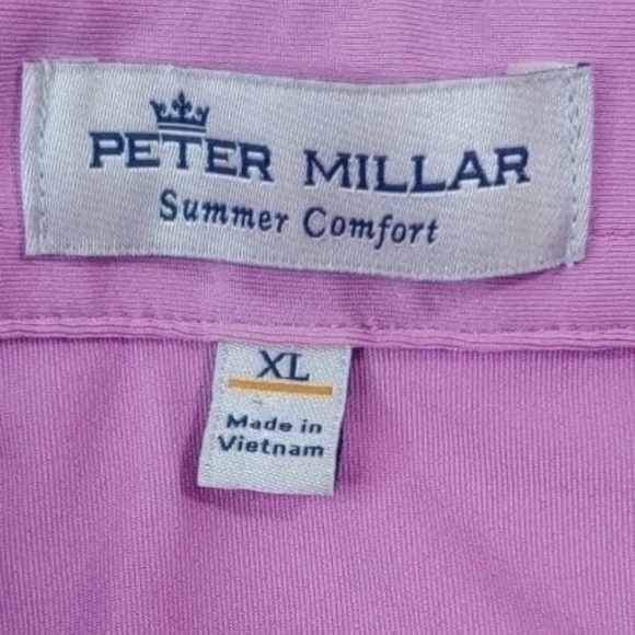2 Peter Millar Summer Comfort Golf Polo Shirts XL Lilac Blue Striped Pickleball - Picture 7 of 16